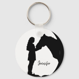 Kärlek my Horse Silhouette Girl Horses Nyckelring