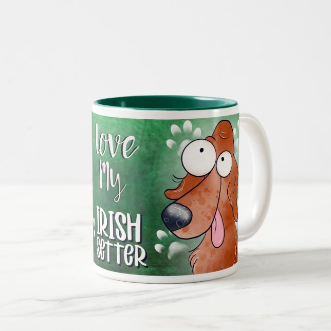 Kärlek My Irish Setter Tecknad 11oz Två-Tonad Mugg (Framsida höger)