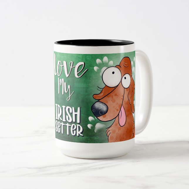 Kärlek My Irish Setter Tecknad Två-Tonad Mugg (Framsida höger)