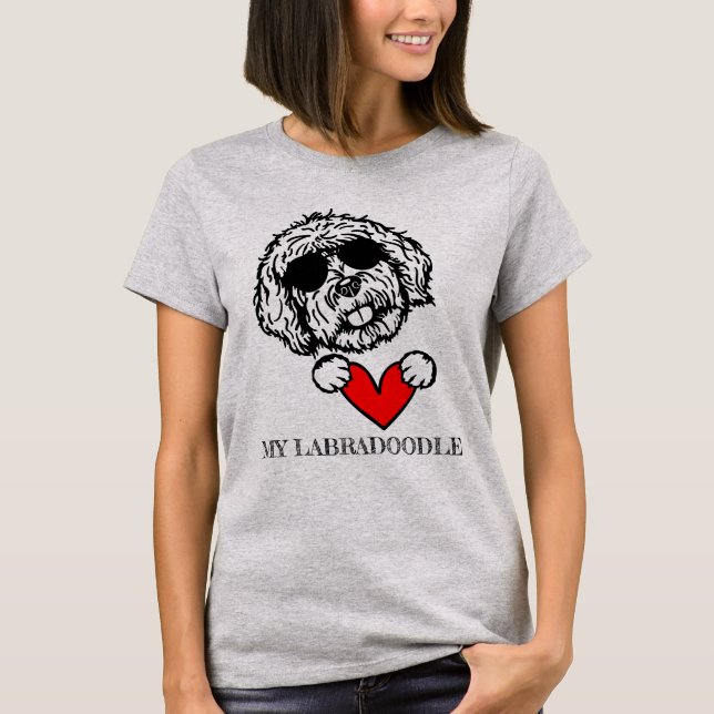 Kärlek My Labradoodle Hund Heart T-Shirt (Framsida)
