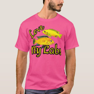 Kärlek My Labs Electris Gul lab Cichlid Fish Aqua T Shirt