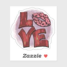 Kärlek My Leopard Läppar - Valentine Sticker Klistermärken
