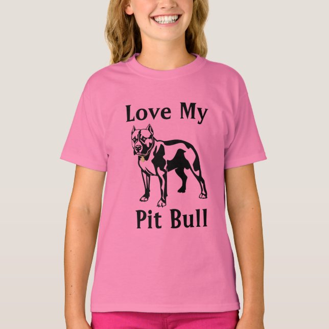 Kärlek My Pit Bull Girls Baby Doll Passande Tee Sh (Framsida)