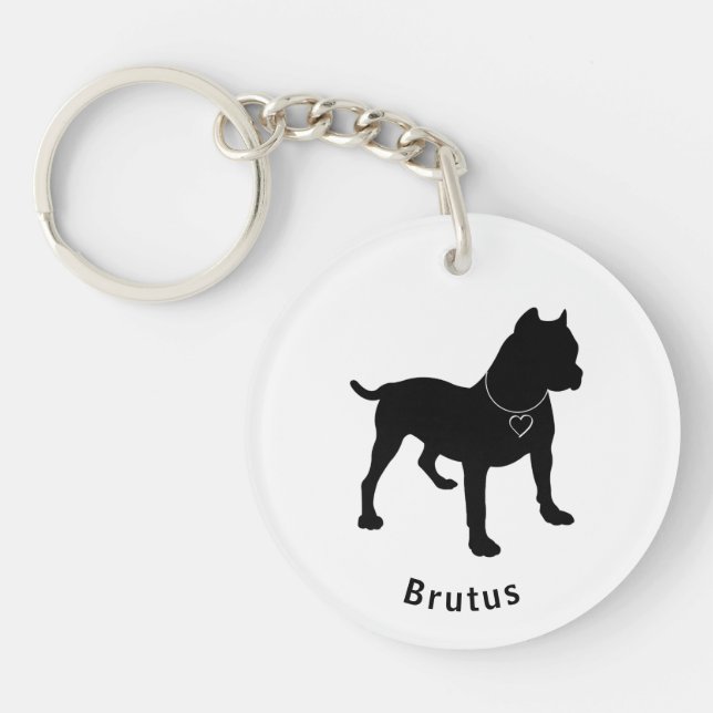 Kärlek My Pittie Anpassade Dbl Side Keychain (Framsidan)
