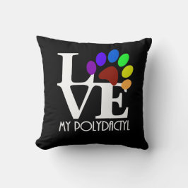 KÄRLEK My Polydactyl (vit text) Kudde