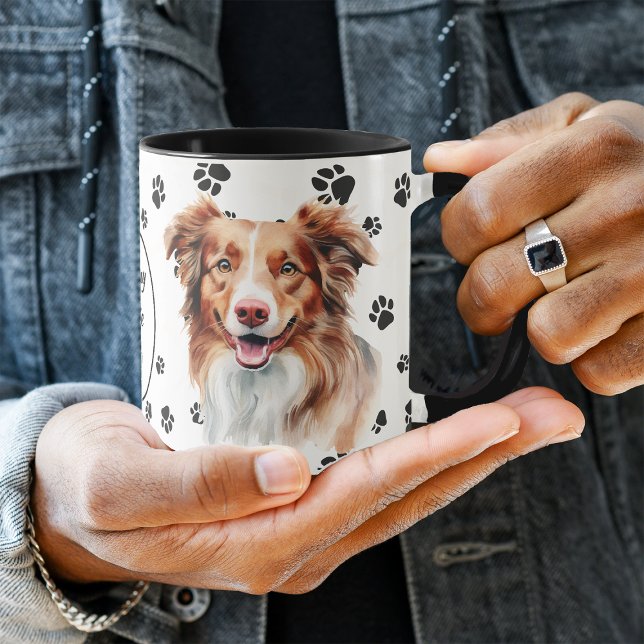 Kärlek My Red Aussie Hund Paw-utskrift Mugg (Skapare uppladdad)