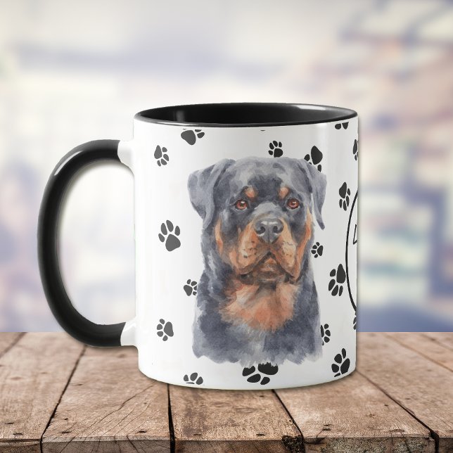 Kärlek My Rottweiler Hund Pawprint Mugg (Skapare uppladdad)
