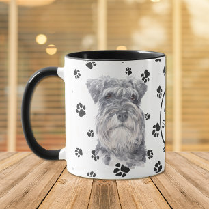 Kärlek My Schnauzer Hund Pawprint Mugg