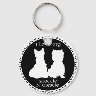 Kärlek My Scottie & Westie Nyckelring