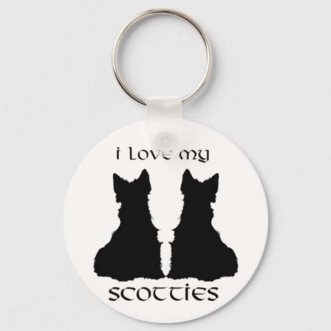 Kärlek My Scotties Silhouette Nyckelring (Framsida)