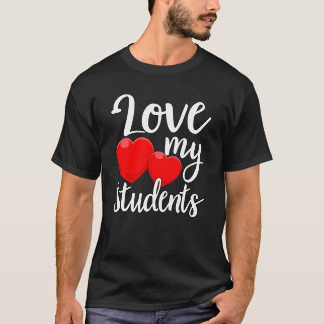 Kärlek My Studenter Heart Valentine Day School Fun T Shirt (Framsida)