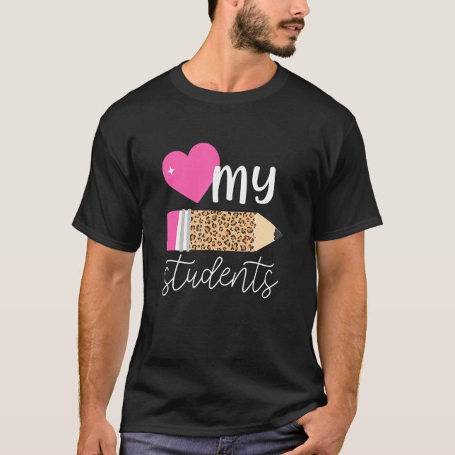 Kärlek My Studenter Skriv ut grundskolelärare T Shirt (Framsida)