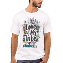 Kärlek My Tribe Bohemian Teal Namn Tshirt Anpassni