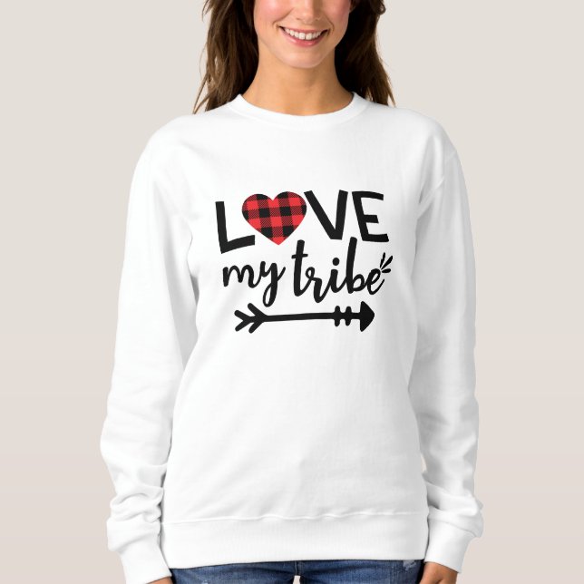 Kärlek My Tribe Red Buffalo Play Sweatshirt T Shirt (Framsida)