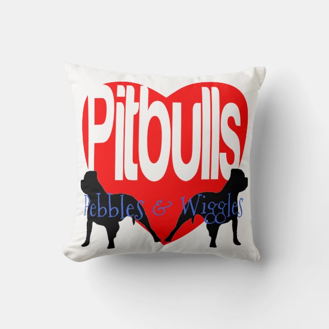 Kärlek My Two Pitbull Hundar Personlig Pillow Kudde (Framsida)