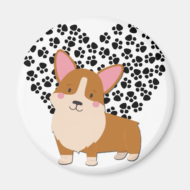 Kärlek My Welsh Corgi Puppy Hund Heart Magnet (Framsidan)