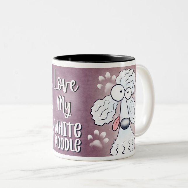 Kärlek My White Pudel Tecknad 11oz Två-Tonad Mugg (Framsida höger)
