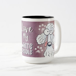 Kärlek My White Pudel Tecknad 15 oz Två-Tonad Mugg