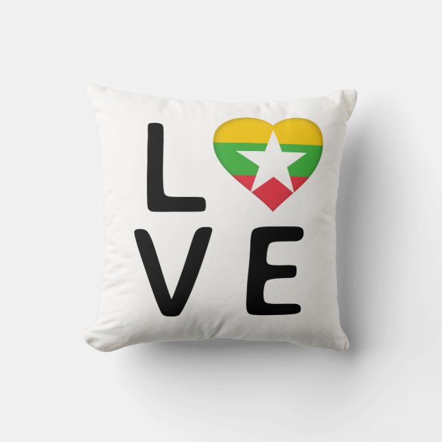 Kärlek - Myanmar Flagga Kudde (Framsida)