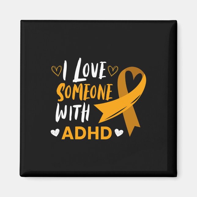 Kärlek någon med adhd Ribbon Awareness Mental Hea Magnet (Framsidan)