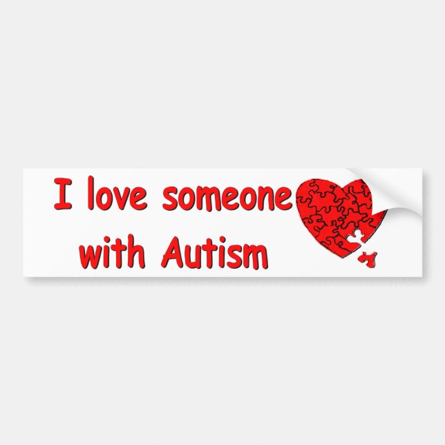 Kärlek någon w/Autism Bildekal (Framsidan)