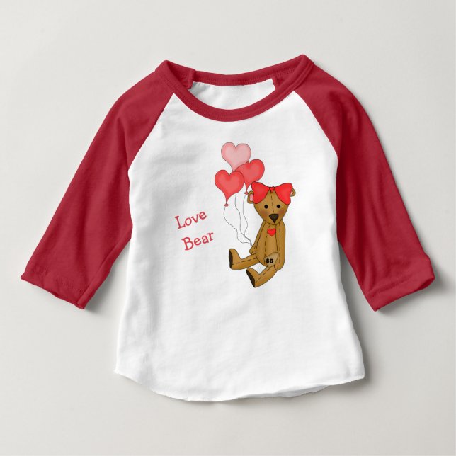 Kärlek Nalle Rosa Tee Shirt (Framsida)