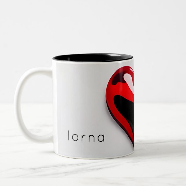 kärlek, namn, modernt, minimalt Två-Tonad mugg (Vänster)