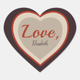 Kärlek namnteckning Valentine Elegant retro CC0982 Hjärtformat Klistermärke