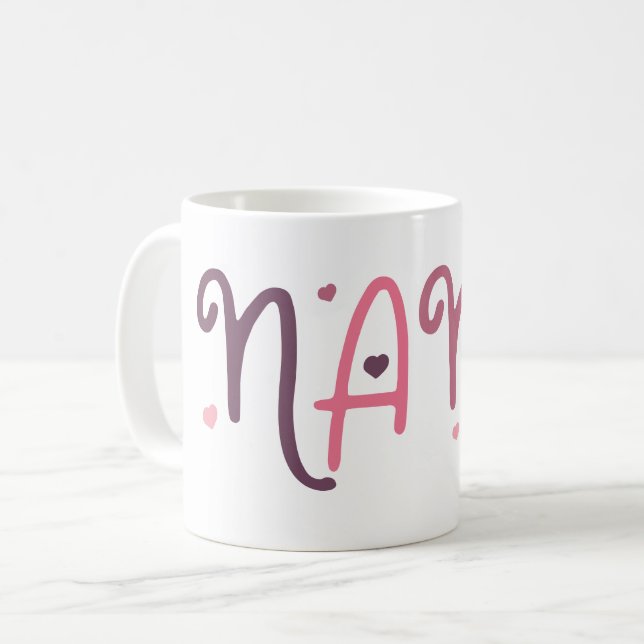 Kärlek Nana Grandmor Typografiska Hearts Kaffemugg (Framsida vänster)