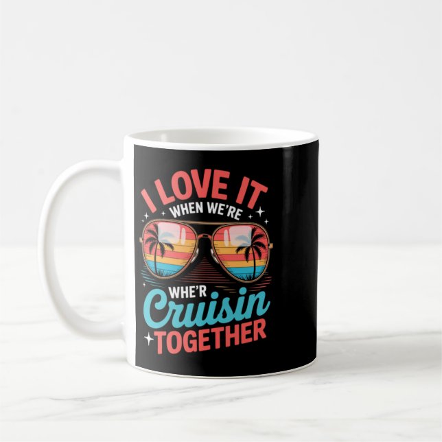 Kärlek när man kryssar tillsammans Retro kryssning Kaffemugg (Vänster)