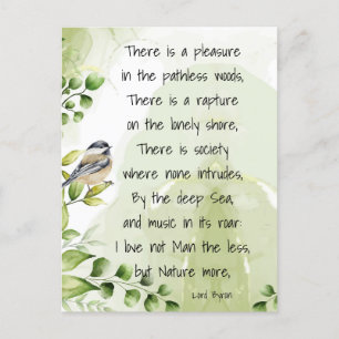 Kärlek Nature inspirational Quote Lord Byron Vykort