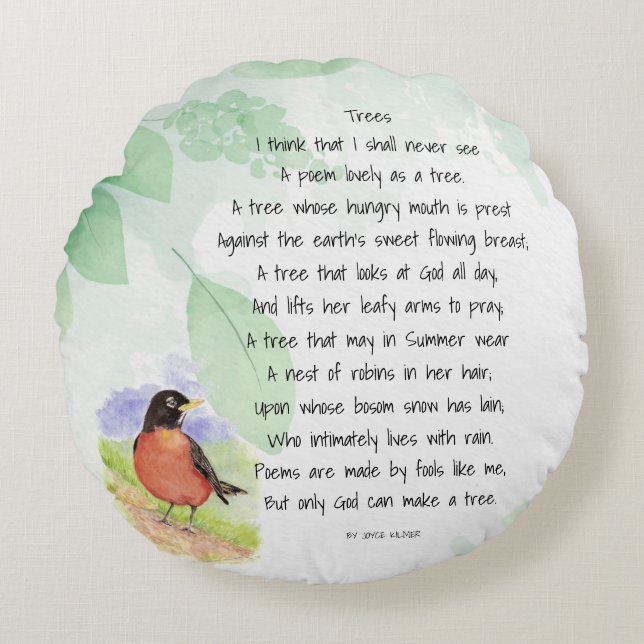 Kärlek naturens inspirationskälla Dikt-kilerns pro Rund Kudde (Framsidan)