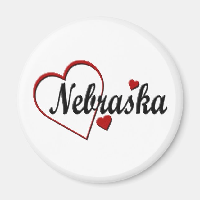 Kärlek Nebraska Hearts Magnet (Framsidan)