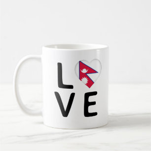 Kärlek - Nepal Flagga Kaffemugg