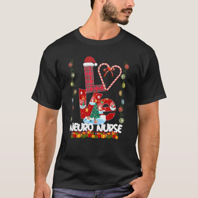 Kärlek Neuro Nurse Santa Hat Candy Julafton Pajama T Shirt (Framsida)