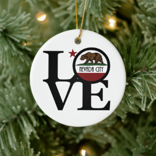 KÄRLEK Nevada City California Julgransprydnad Keramik