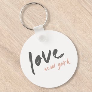 Kärlek New York NYC USA Modern Wanderlats Rosa Nyckelring