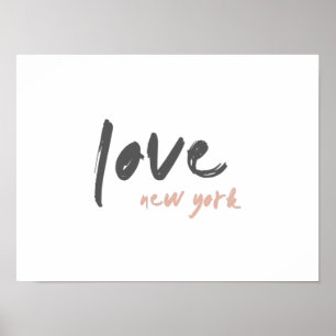 Kärlek New York NYC USA Modern Wanderlats Rosa Poster