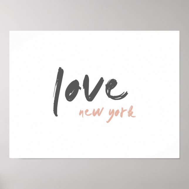 Kärlek New York | NYC USA Modern Wanderlats Rosa Poster (Framsidan)