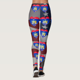 Kärlek New York Patriotisk Flagga Roliga Leggings