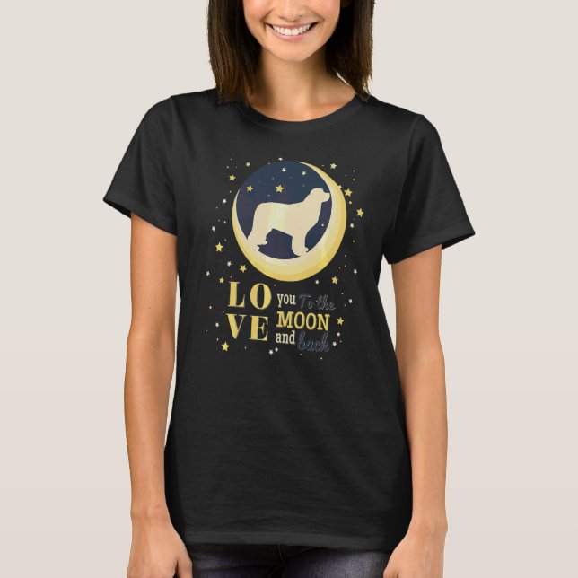 Kärlek Newfoundland Hund till Måne T Shirt (Framsida)