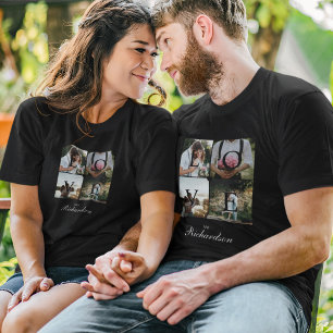 Kärlek Newlyweds Bröllop Photo Collage Black T Shirt