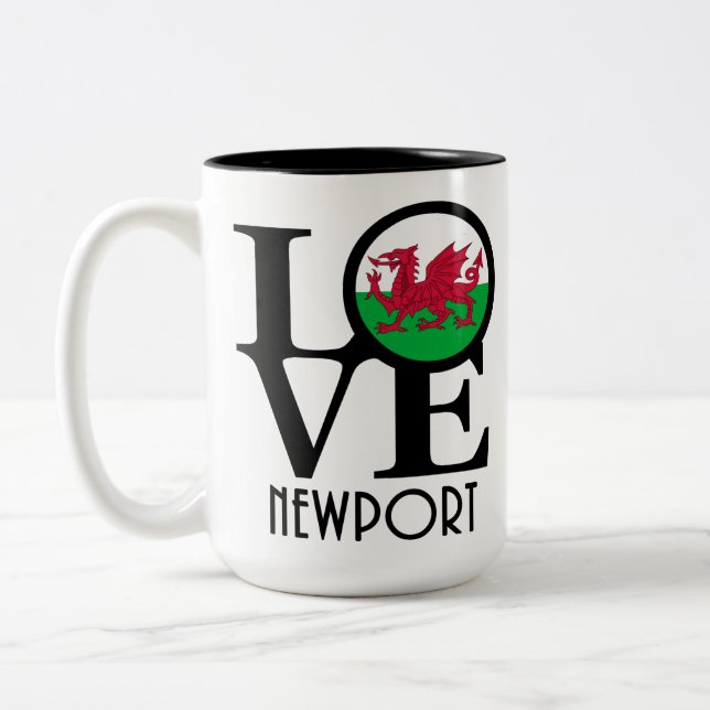 KÄRLEK Newport Wales 15oz Två-Tonad Mugg (Vänster)