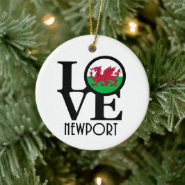 KÄRLEK Newport Wales Julgransprydnad Keramik
