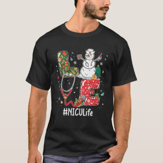 Kärlek NICU Life Stethoscope Snögubbe jul Vacci T Shirt