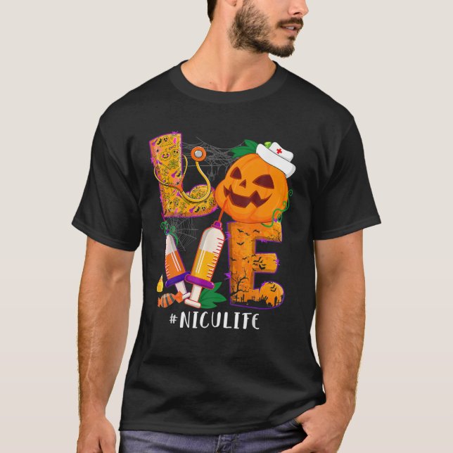 Kärlek NICU Nurse Life Halloween Costume Pumpkin T Shirt (Framsida)