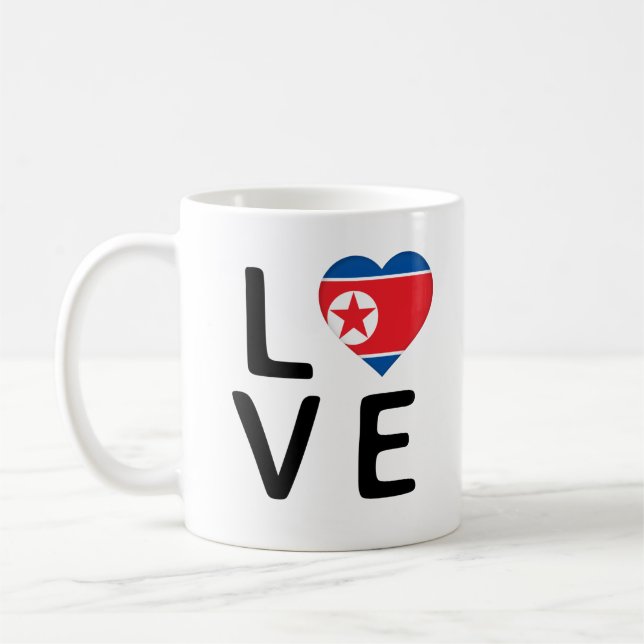 Kärlek - Nordkorea Flagga Kaffemugg (Vänster)