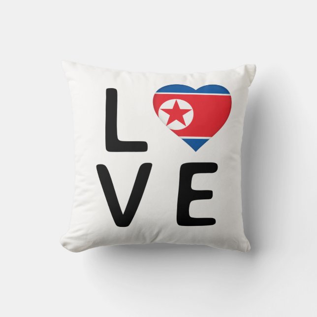 Kärlek - Nordkorea Flagga Kudde (Framsida)