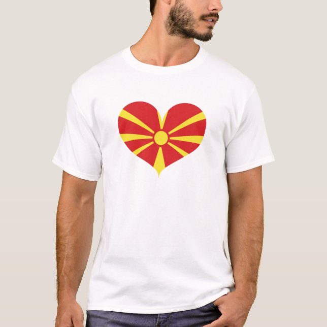 Kärlek NordMakedonien Flagga T Shirt (Framsida)