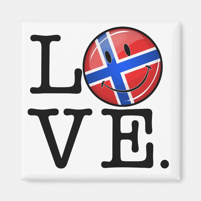 Kärlek Norge Smiling Flagga Magnet (Framsidan)